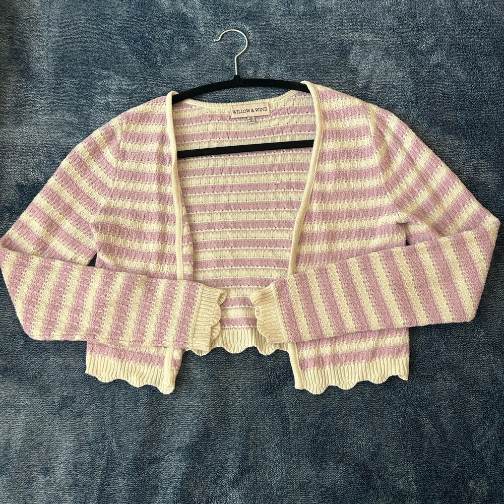 Urban Outfitters Lavender and Cream Striped Cardigan